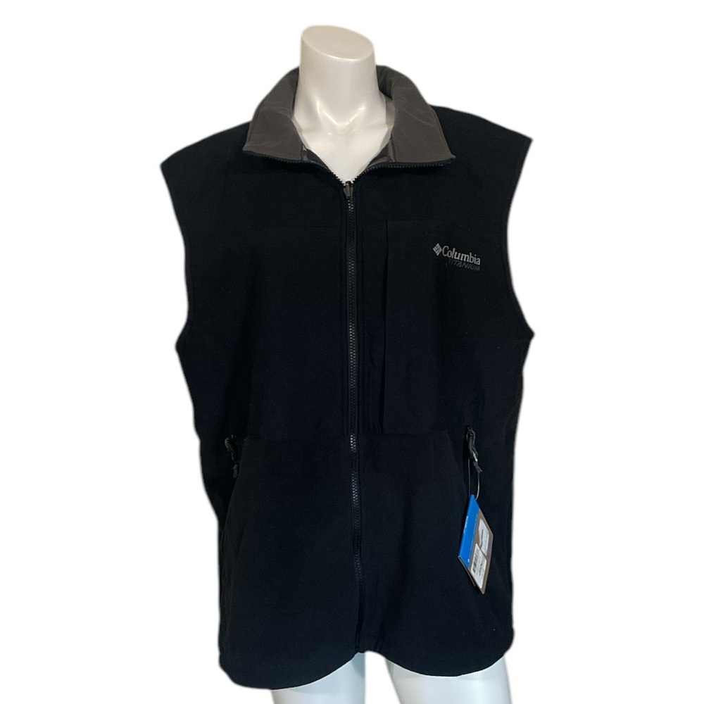 NWT Men's Columbia Black Fast Descent Fleece Full Zip Vest Size XL